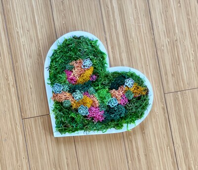 Handcrafted Custom Wood Moss Art Heart, Heart Wall Hanging, Moss Wall Art, Plant Home Décor, Spring Home Accent - image5